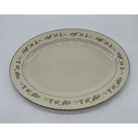 Vtg Lenox Brookdale 13 5/8” Oval Serving Platter Platinum Trim Retired - Picture 6 of 6